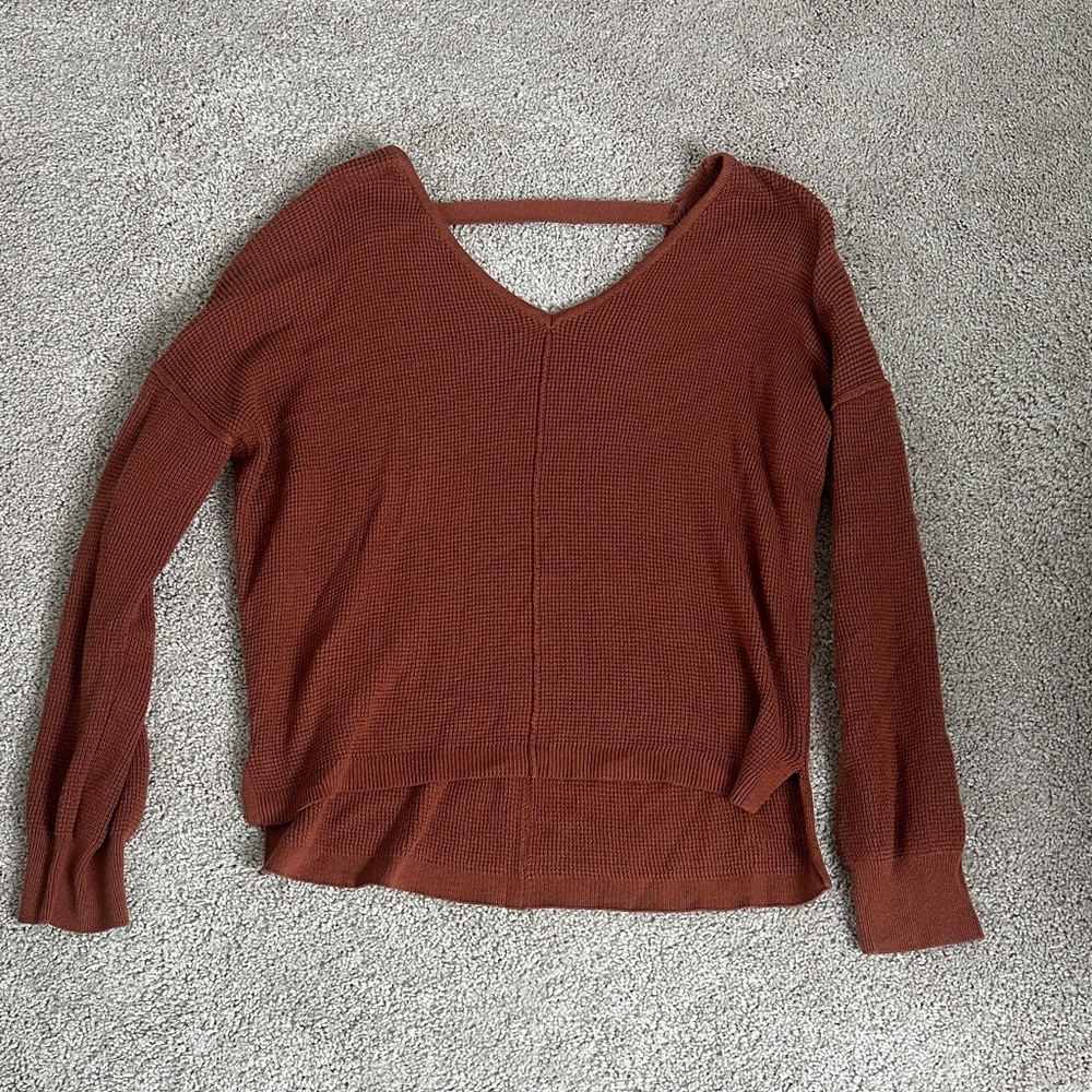 Rust V-Neck Sweater